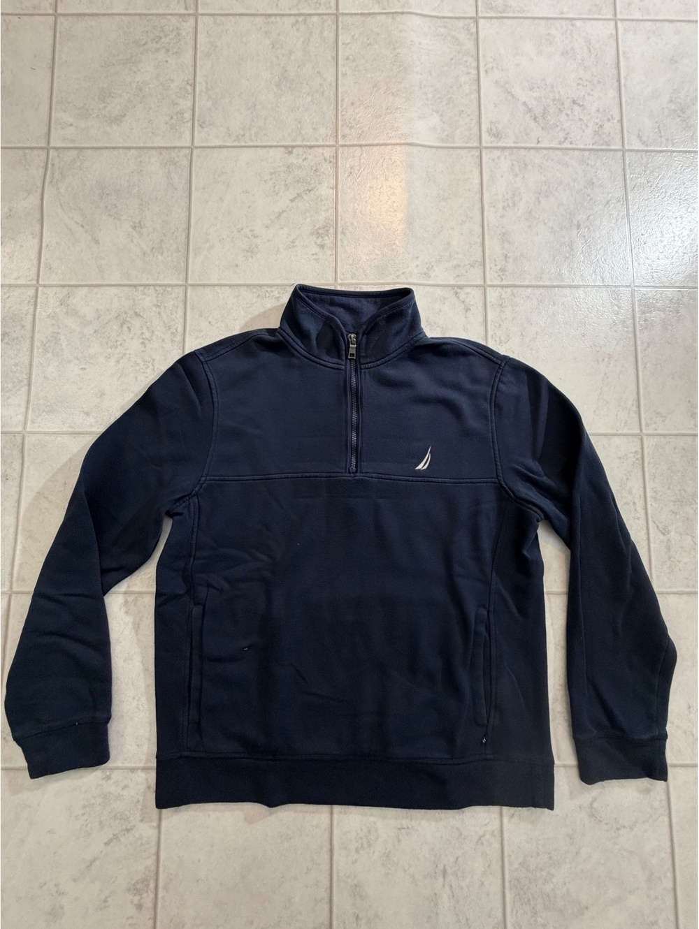 Nautica Navy Quarter Zip Fleece Pullover Size M
